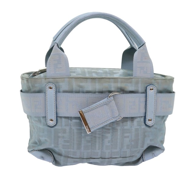 FENDI Zucca Canvas Hand Bag Light Blue Auth 75894 - Picture 13 of 16